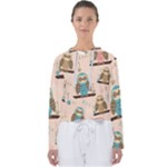 Seamless Pattern Owls Dream Cute Style Pajama Fabric Women s Slouchy Sweat