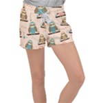 Seamless Pattern Owls Dream Cute Style Pajama Fabric Women s Velour Lounge Shorts