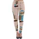 Seamless Pattern Owls Dream Cute Style Pajama Fabric Lightweight Velour Leggings