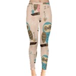 Seamless Pattern Owls Dream Cute Style Pajama Fabric Inside Out Leggings