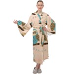 Seamless Pattern Owls Dream Cute Style Pajama Fabric Maxi Velvet Kimono