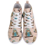 Seamless Pattern Owls Dream Cute Style Pajama Fabric Men s Lightweight High Top Sneakers