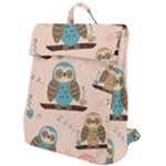 Seamless Pattern Owls Dream Cute Style Pajama Fabric Flap Top Backpack