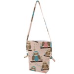 Seamless Pattern Owls Dream Cute Style Pajama Fabric Folding Shoulder Bag