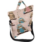 Seamless Pattern Owls Dream Cute Style Pajama Fabric Fold Over Handle Tote Bag