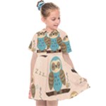 Seamless Pattern Owls Dream Cute Style Pajama Fabric Kids  Sailor Dress