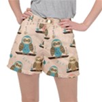 Seamless Pattern Owls Dream Cute Style Pajama Fabric Women s Ripstop Shorts