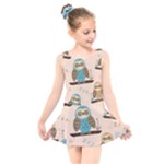 Seamless Pattern Owls Dream Cute Style Pajama Fabric Kids  Skater Dress Swimsuit