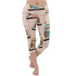 Seamless Pattern Owls Dream Cute Style Pajama Fabric Lightweight Velour Capri Yoga Leggings