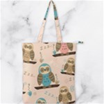 Seamless Pattern Owls Dream Cute Style Pajama Fabric Double Zip Up Tote Bag
