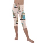 Seamless Pattern Owls Dream Cute Style Pajama Fabric Kids  Lightweight Velour Capri Leggings 