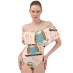Seamless Pattern Owls Dream Cute Style Pajama Fabric Off Shoulder Velour Bodysuit 