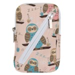 Seamless Pattern Owls Dream Cute Style Pajama Fabric Belt Pouch Bag (Small)