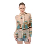 Seamless Pattern Owls Dream Cute Style Pajama Fabric Long Sleeve Chiffon Shirt