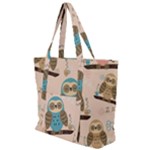Seamless Pattern Owls Dream Cute Style Pajama Fabric Zip Up Canvas Bag