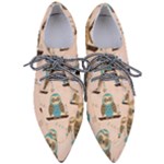 Seamless Pattern Owls Dream Cute Style Pajama Fabric Pointed Oxford Shoes