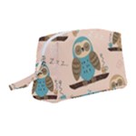 Seamless Pattern Owls Dream Cute Style Pajama Fabric Wristlet Pouch Bag (Medium)