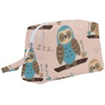 Seamless Pattern Owls Dream Cute Style Pajama Fabric Wristlet Pouch Bag (Large)