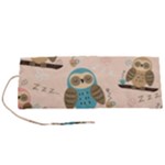 Seamless Pattern Owls Dream Cute Style Pajama Fabric Roll Up Canvas Pencil Holder (S)