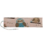 Seamless Pattern Owls Dream Cute Style Pajama Fabric Roll Up Canvas Pencil Holder (L)