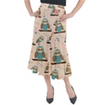 Seamless Pattern Owls Dream Cute Style Pajama Fabric Midi Mermaid Skirt