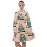 Seamless Pattern Owls Dream Cute Style Pajama Fabric All Frills Chiffon Dress