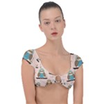 Seamless Pattern Owls Dream Cute Style Pajama Fabric Cap Sleeve Ring Bikini Top