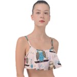 Seamless Pattern Owls Dream Cute Style Pajama Fabric Frill Bikini Top