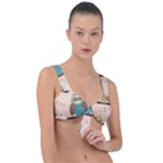 Seamless Pattern Owls Dream Cute Style Pajama Fabric Front Tie Bikini Top