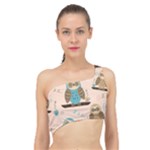 Seamless Pattern Owls Dream Cute Style Pajama Fabric Spliced Up Bikini Top 