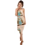 Seamless Pattern Owls Dream Cute Style Pajama Fabric Waist Tie Cover Up Chiffon Dress