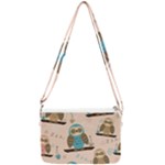 Seamless Pattern Owls Dream Cute Style Pajama Fabric Double Gusset Crossbody Bag