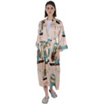 Seamless Pattern Owls Dream Cute Style Pajama Fabric Maxi Satin Kimono