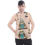 Seamless Pattern Owls Dream Cute Style Pajama Fabric Men s Sleeveless Hoodie