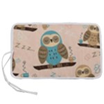 Seamless Pattern Owls Dream Cute Style Pajama Fabric Pen Storage Case (M)