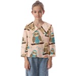 Seamless Pattern Owls Dream Cute Style Pajama Fabric Kids  Sailor Shirt