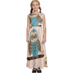 Seamless Pattern Owls Dream Cute Style Pajama Fabric Kids  Satin Sleeveless Maxi Dress