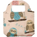 Seamless Pattern Owls Dream Cute Style Pajama Fabric Foldable Grocery Recycle Bag