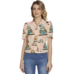 Puffed Short Sleeve Button Up Jacket 