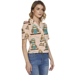 Puffed Short Sleeve Button Up Jacket 