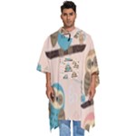 Seamless Pattern Owls Dream Cute Style Pajama Fabric Men s Hooded Rain Ponchos