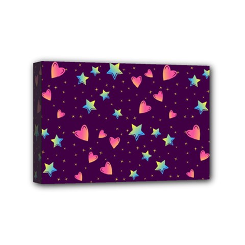 Colorful Stars Hearts Seamless Vector Pattern Mini Canvas 6  x 4  (Stretched) from ArtsNow.com