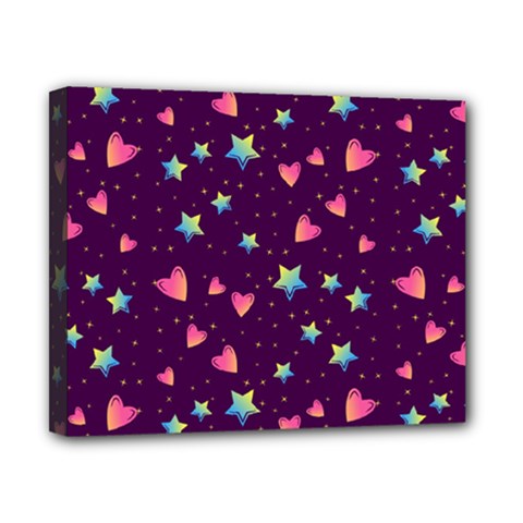 Colorful Stars Hearts Seamless Vector Pattern Canvas 10  x 8  (Stretched) from ArtsNow.com