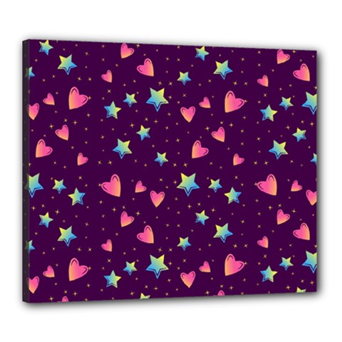 Colorful Stars Hearts Seamless Vector Pattern Canvas 24  x 20  (Stretched) from ArtsNow.com