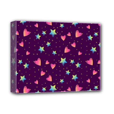 Colorful Stars Hearts Seamless Vector Pattern Deluxe Canvas 14  x 11  (Stretched) from ArtsNow.com