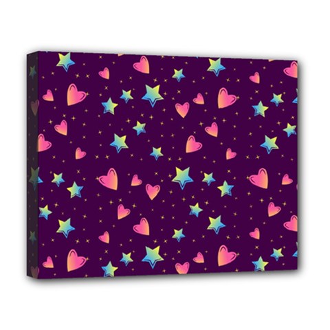 Colorful Stars Hearts Seamless Vector Pattern Deluxe Canvas 20  x 16  (Stretched) from ArtsNow.com