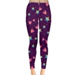 Colorful Stars Hearts Seamless Vector Pattern Everyday Leggings 
