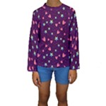 Colorful Stars Hearts Seamless Vector Pattern Kids  Long Sleeve Swimwear