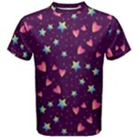 Colorful Stars Hearts Seamless Vector Pattern Men s Cotton T-Shirt
