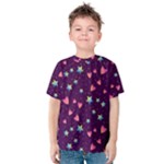 Colorful Stars Hearts Seamless Vector Pattern Kids  Cotton T-Shirt